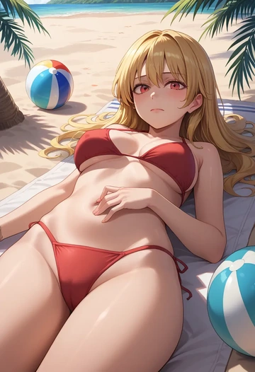 touhou,aki_shizuha,bikini  - AI generated anime art