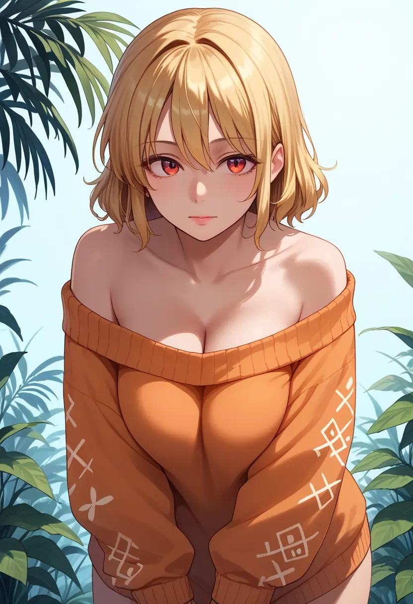 touhou,aki_shizuha,orange,sweater  - 