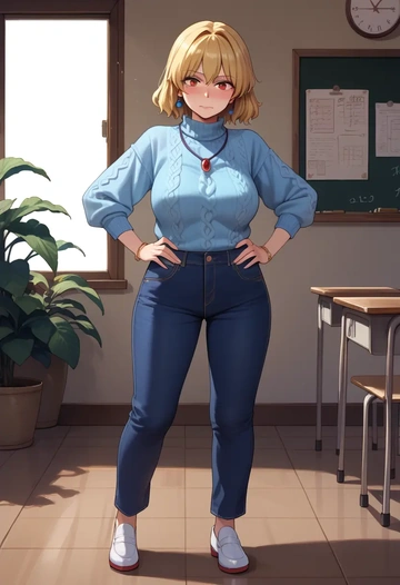 touhou,aki_shizuha,teacher  - AI generated anime art