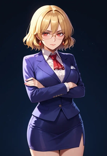 touhou,aki_shizuha,OL, glasses,  - AI generated anime art