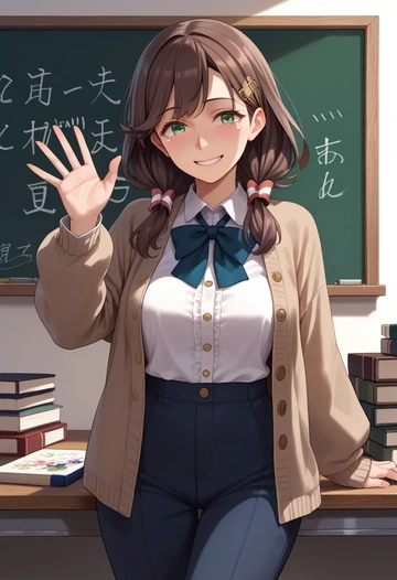 kantai_collection,akigumo_(kancolle),teacher, sweater  - AI generated anime art