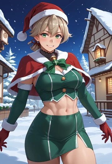 kantai_collection,akigumo_(kancolle),Christmas,dress  - AI generated anime art