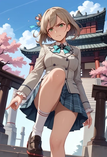 kantai_collection,akigumo_(kancolle),spring,student uniform,blazer  - AI generated anime art