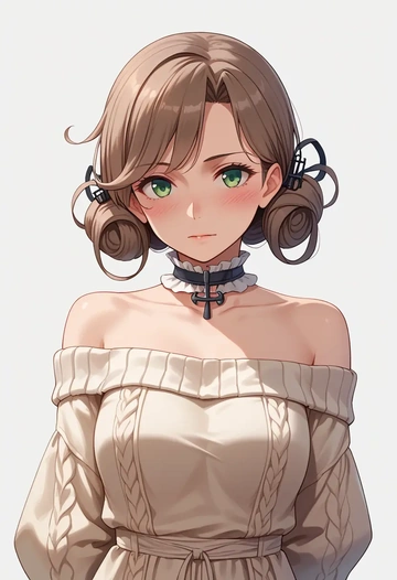 kantai_collection,akigumo_(kancolle),sweater,off-shoulder,collar  - AI generated anime art