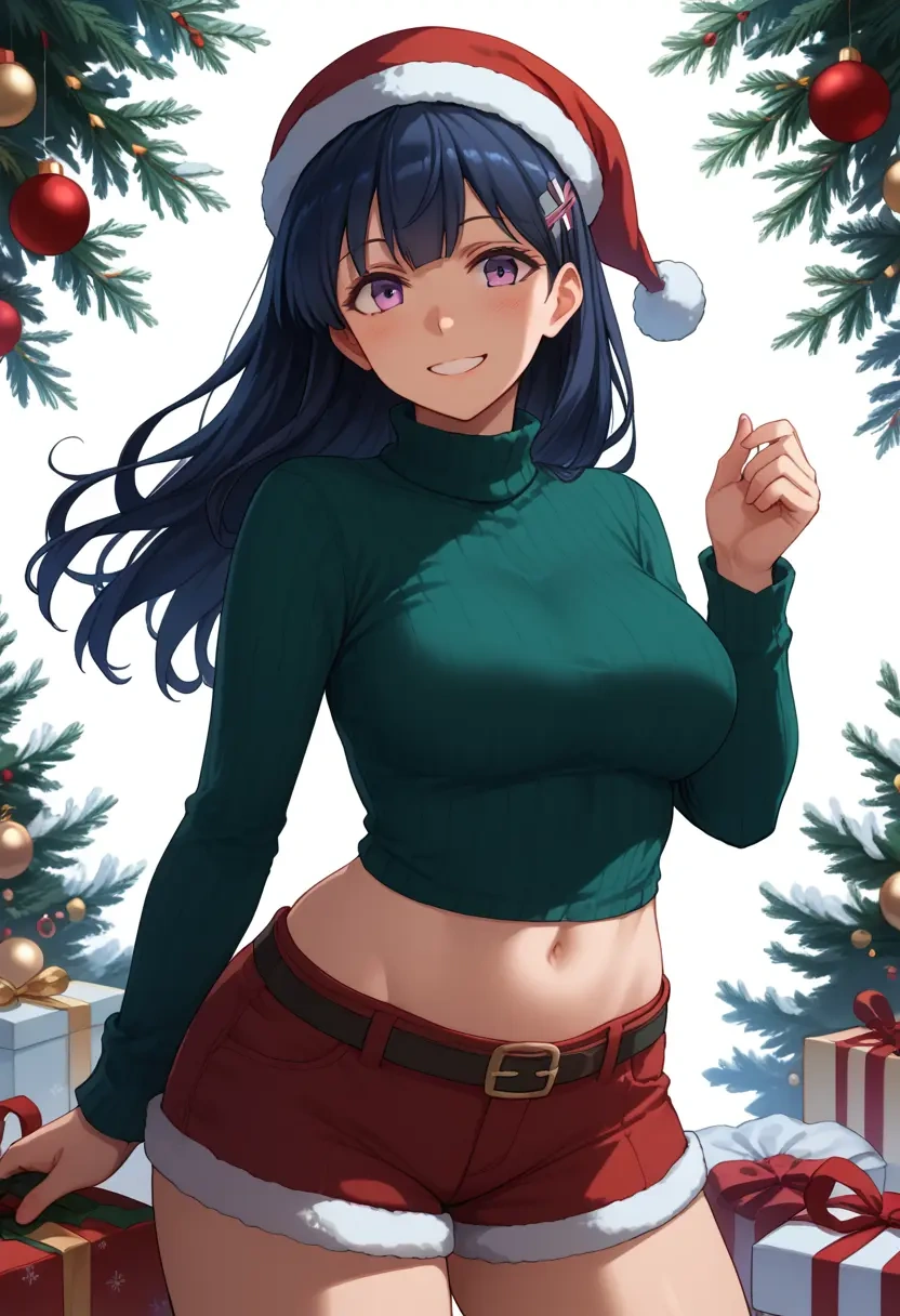 kantai_collection,akitsu_maru_(kancolle),Christmas,red velvet shorts,turtleneck sweater  - 