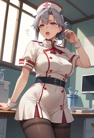 kantai_collection,akitsushima_(kancolle),nurse, pantyhose,mini skirt  - AI generated anime art