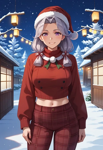 kantai_collection,akitsushima_(kancolle),Christmas,plaid trousers  - AI generated anime art