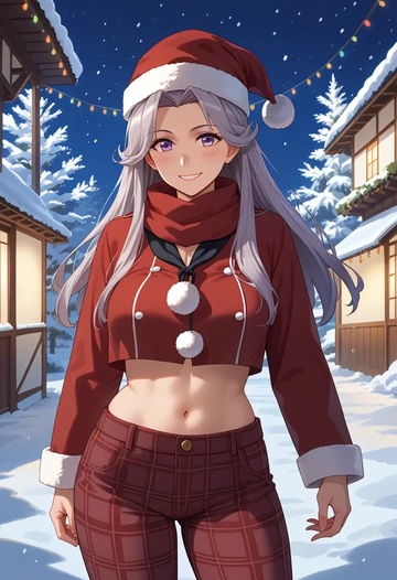 kantai_collection,akitsushima_(kancolle),Christmas,plaid trousers  - AI generated anime art