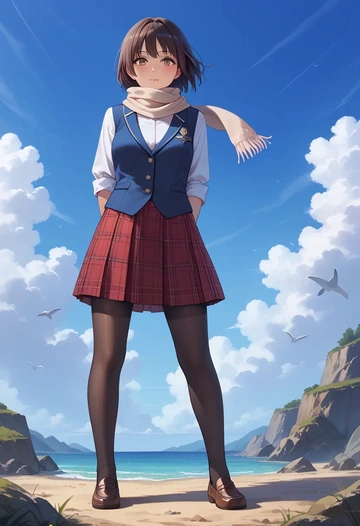 k-on!,akiyama_mio,winter,student uniform,vest  - AI generated anime art