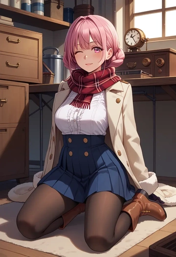 project_sekai,akiyama_mizuki,winter,student uniform,fur-trimmed coat  - AI generated anime art