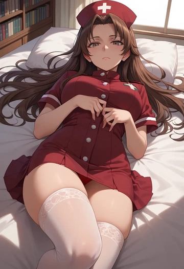 girls_und_panzer,akiyama_yukari,nurse,stockings,sexy,panties  - AI generated anime art