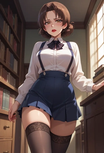 girls_und_panzer,akiyama_yukari,secretary,stockings  - AI generated anime art