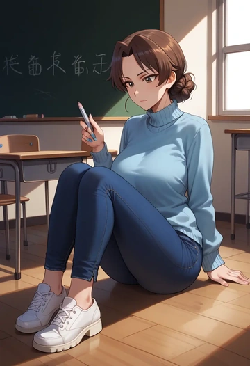 girls_und_panzer,akiyama_yukari,teacher  - AI generated anime art