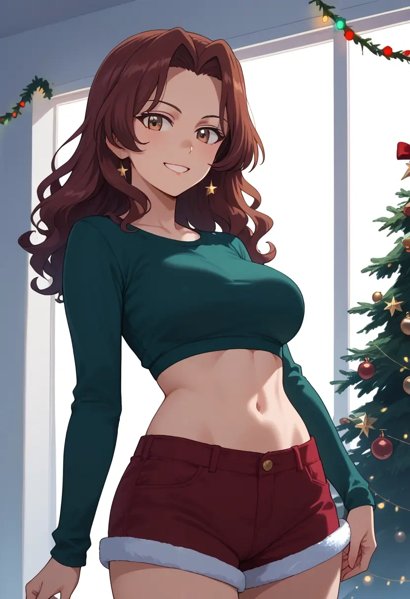 girls_und_panzer,akiyama_yukari,Christmas,red velvet shorts  - 