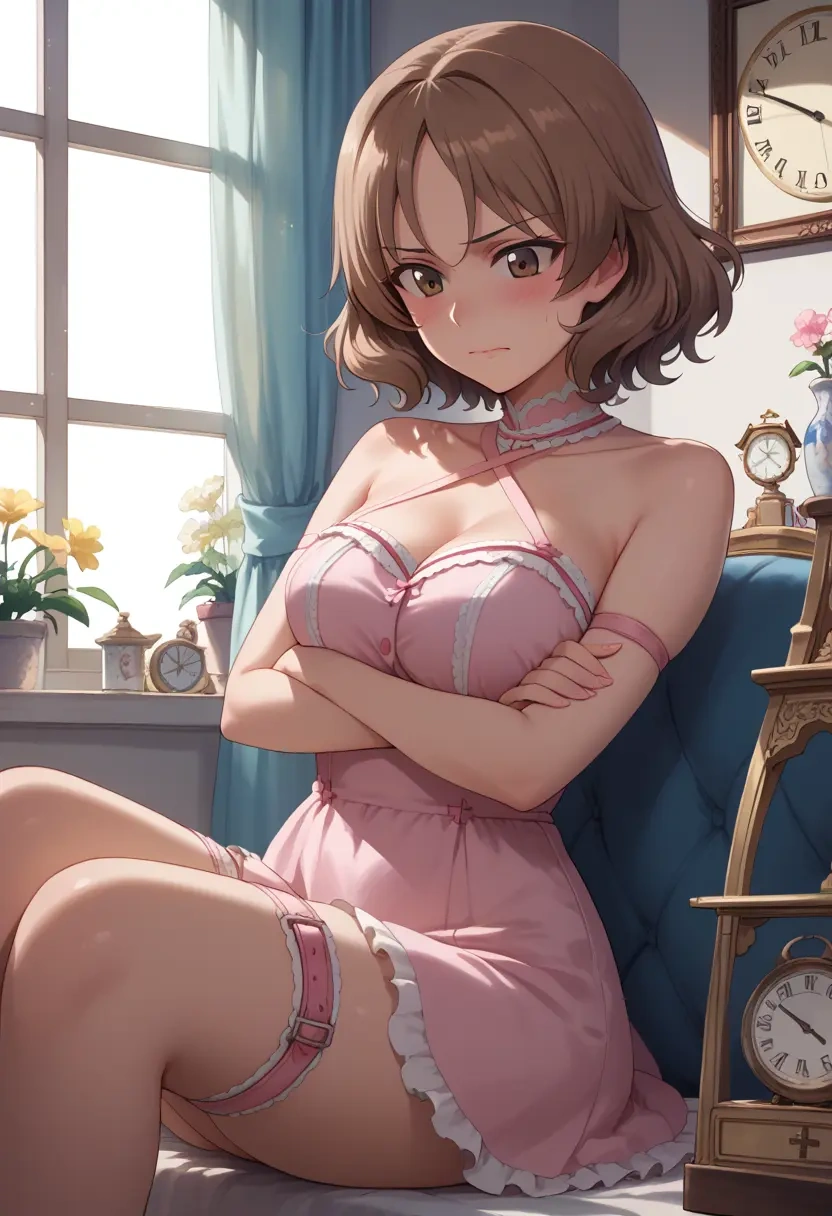 girls_und_panzer,akiyama_yukari,silk slip dress  - 