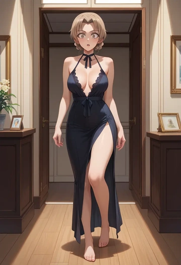 girls_und_panzer,akiyama_yukari,nightdress  - AI generated anime art