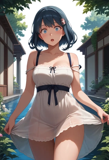 kantai_collection,akizuki_(kancolle),silk slip dress  - AI generated anime art