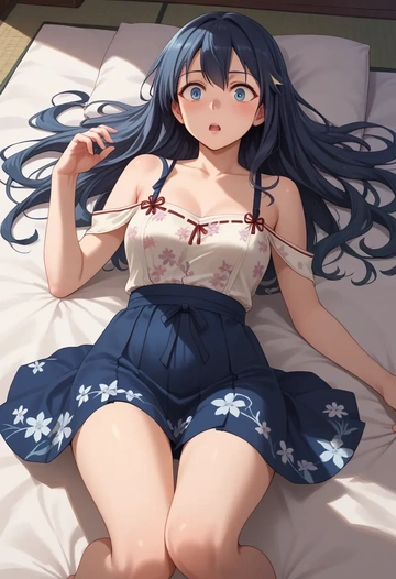 kantai_collection,akizuki_(kancolle),silk slip dress,floral prints  - AI generated anime art