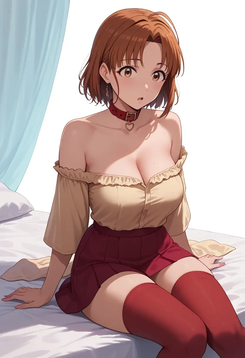 idolmaster,akizuki_ritsuko,collar,oversized,Thigh garters  - 