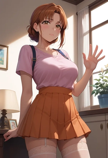 idolmaster,akizuki_ritsuko,mini skirt, stockings  - AI generated anime art