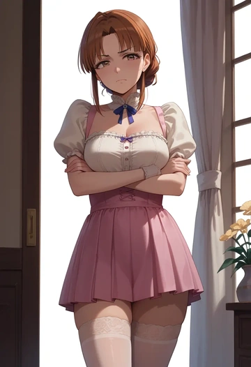 idolmaster,akizuki_ritsuko,mini skirt, stockings  - AI generated anime art