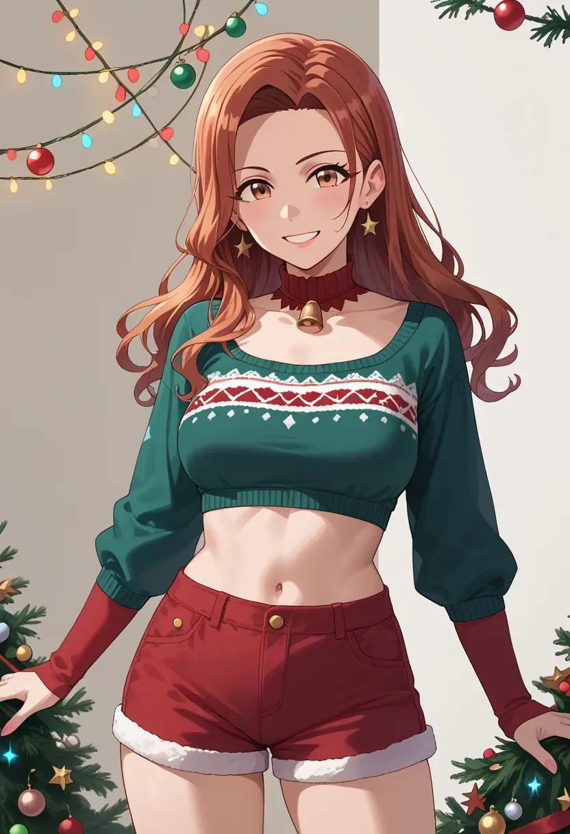 idolmaster,akizuki_ritsuko,Christmas,red velvet shorts  - 