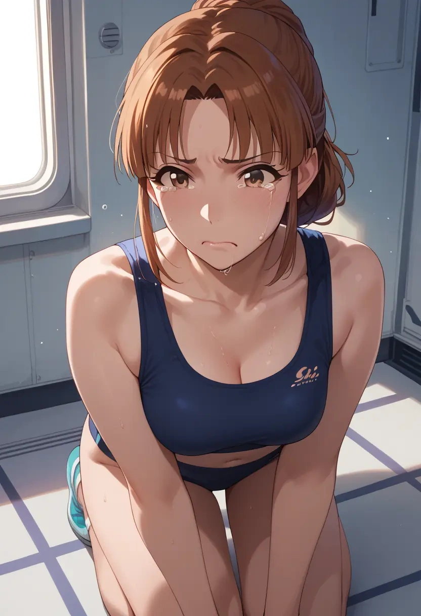 idolmaster,akizuki_ritsuko,sports bra,wide-leg joggers  - 