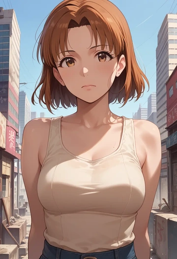 idolmaster,akizuki_ritsuko,abstract print tank,dolphin shorts  - AI generated anime art