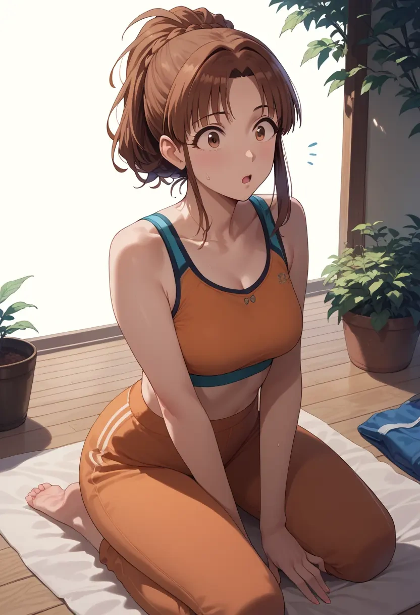 idolmaster,akizuki_ritsuko,sports bra,high-waisted leggings  - 