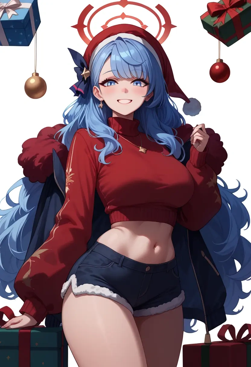 blue_archive,ako_(blue_archive),Christmas,red velvet shorts,turtleneck sweater  - 