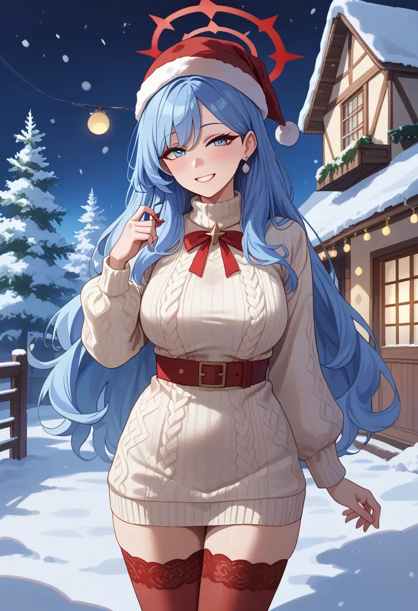 blue_archive,ako_(blue_archive),Christmas,sweater dress,stockings  - 