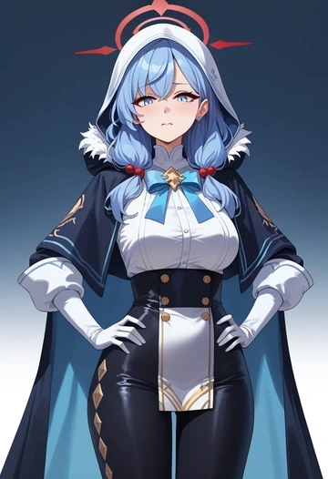 blue_archive,ako_(blue_archive),cape,hooded,leather pants  - AI generated anime art