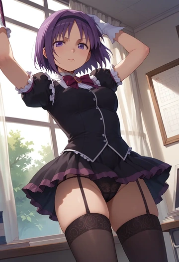 mahou_shoujo_madoka_magica,akuma_homura,secretary, stockings  - AI generated anime art