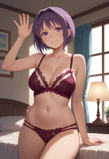 mahou_shoujo_madoka_magica,akuma_homura,lingerie  - AI generated anime art