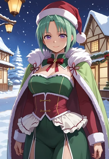 mahou_shoujo_madoka_magica,akuma_homura,Christmas,dress  - AI generated anime art