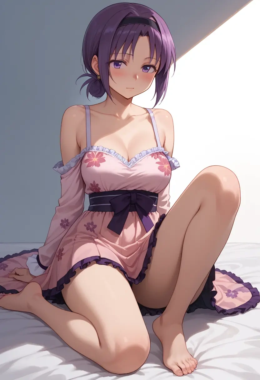 mahou_shoujo_madoka_magica,akuma_homura,silk slip dress,floral prints  - 