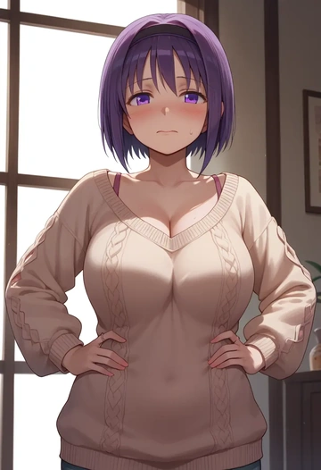 mahou_shoujo_madoka_magica,akuma_homura,sweater  - AI generated anime art