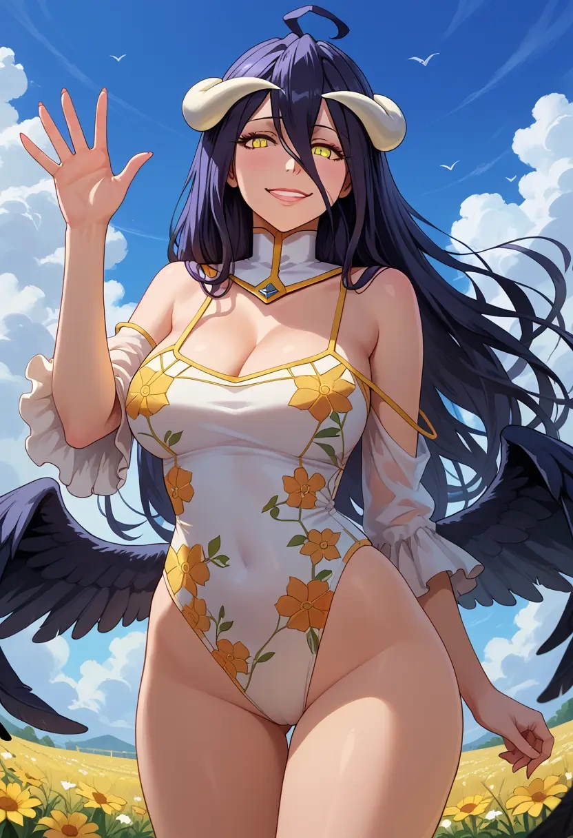 overlord_(maruyama),albedo_(overlord),swimsuit,floral print  - 