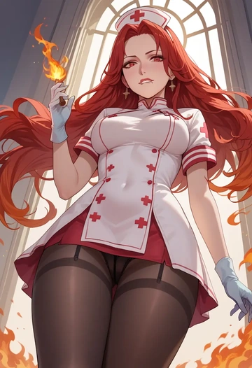 fire_emblem,alear_(fire_emblem),nurse pantyhose,mini skirt, sexy  - AI generated anime art