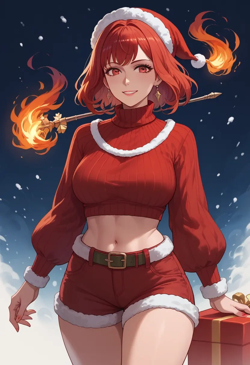 fire_emblem,alear_(fire_emblem),Christmas,red velvet shorts,turtleneck sweater  - 