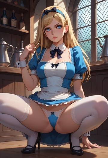 alice_in_wonderland,alice_(alice_in_wonderland),lingerie  - AI generated anime art