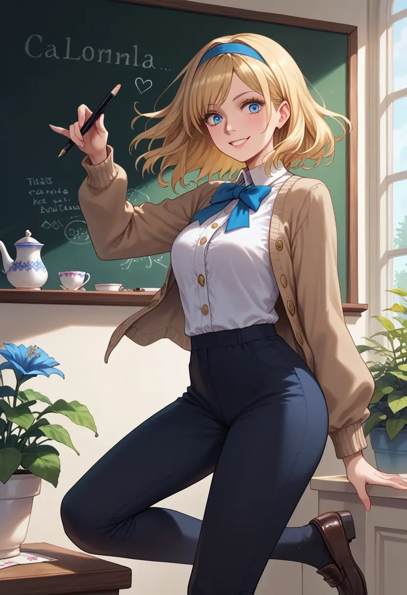 alice_in_wonderland,alice_(alice_in_wonderland),teacher, sweater  - 