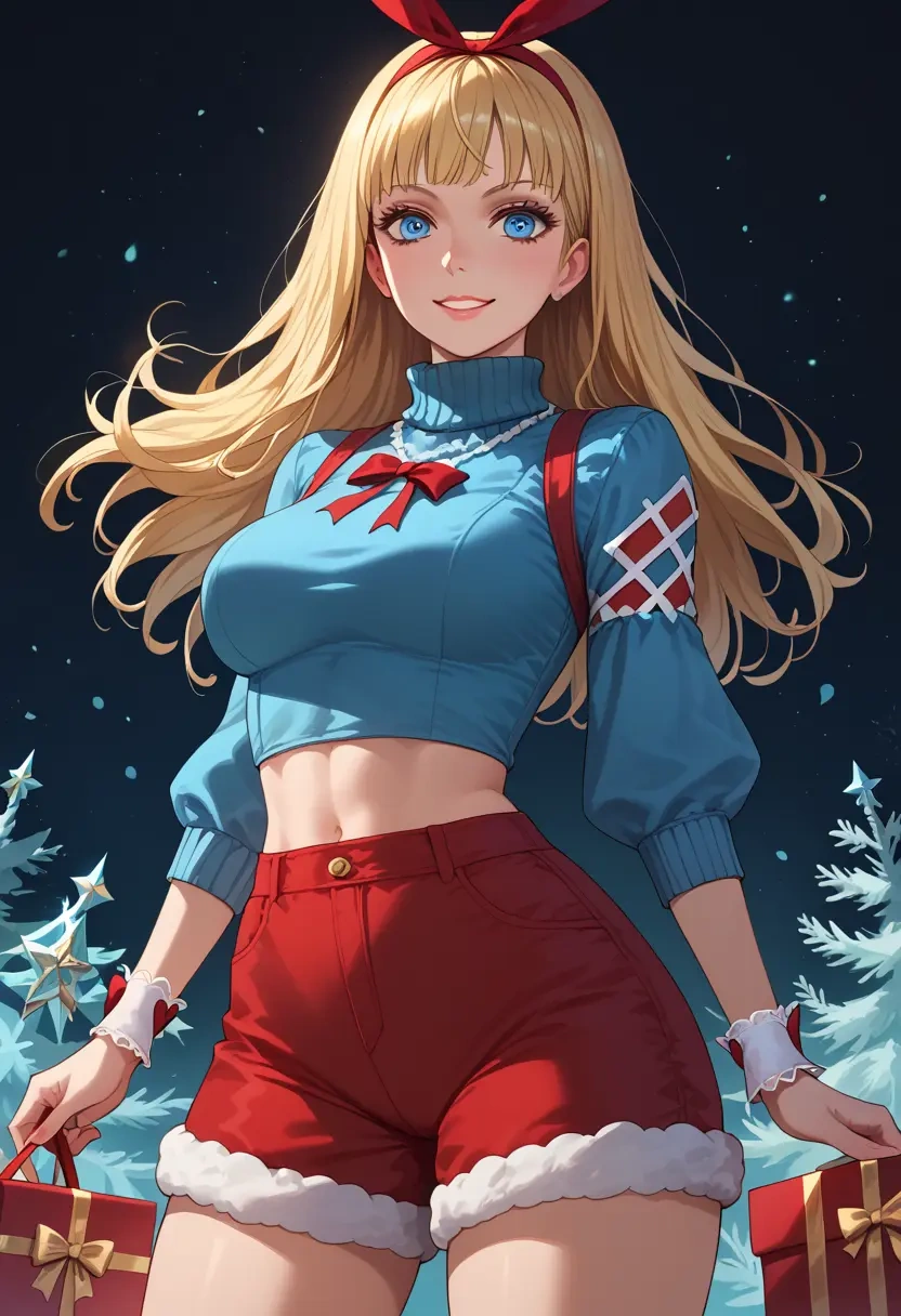 alice_in_wonderland,alice_(alice_in_wonderland),Christmas,red velvet shorts,turtleneck sweater  - 