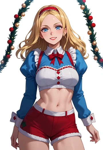 alice_in_wonderland,alice_(alice_in_wonderland),Christmas,red velvet shorts  - AI generated anime art