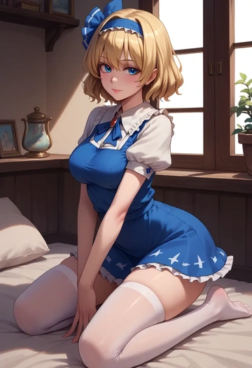 touhou,alice_margatroid_(pc-98),mini skirt, stockings  - AI generated anime art