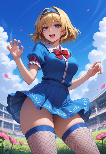 touhou,alice_margatroid_(pc-98),mini skirt, stockings  - AI generated anime art