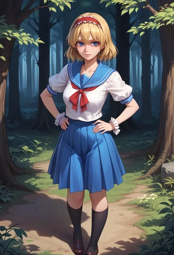 touhou,alice_margatroid_(pc-98),sailor, uniform  - AI generated anime art