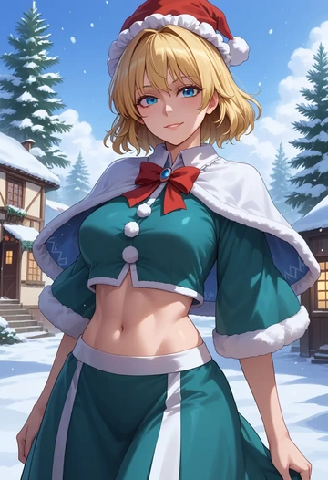 touhou,alice_margatroid_(pc-98),Christmas,dress  - AI generated anime art