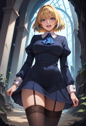 touhou,alice_margatroid,secretary, stockings  - AI generated anime art