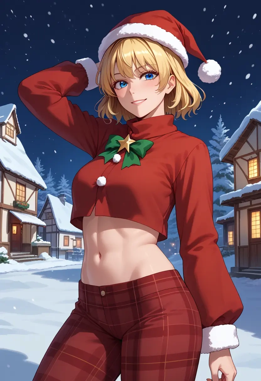 touhou,alice_margatroid,Christmas,plaid trousers  - 